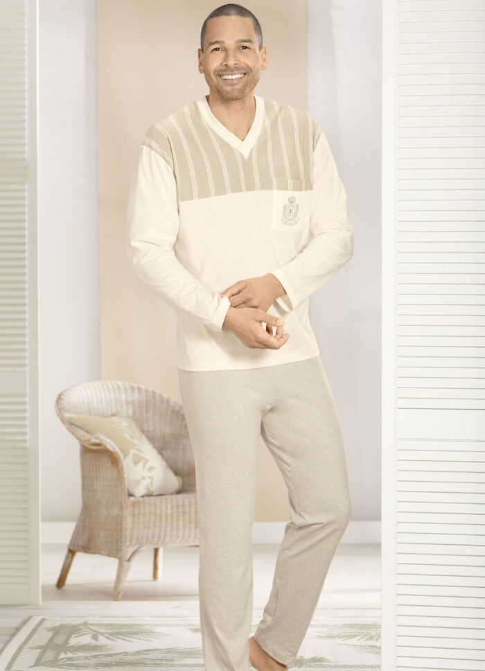 G&ouml;tting pyjama met V-hals en borstzakje 