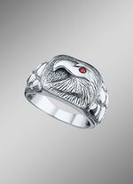 Stevige herenring met adelaar en echte granaat 