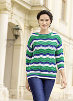 Trui met golf- en strependesign GRÜN-ROYALBLAU-WEISS