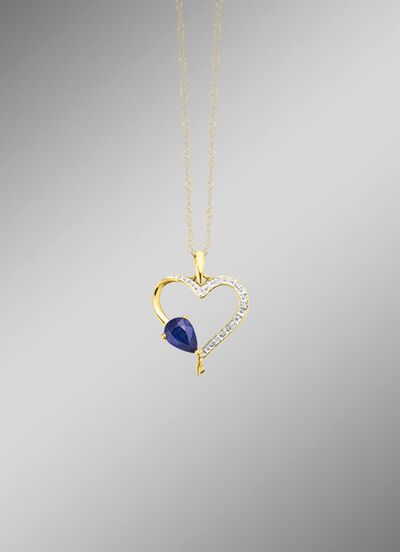 Hartvormige hanger met echte saffier 