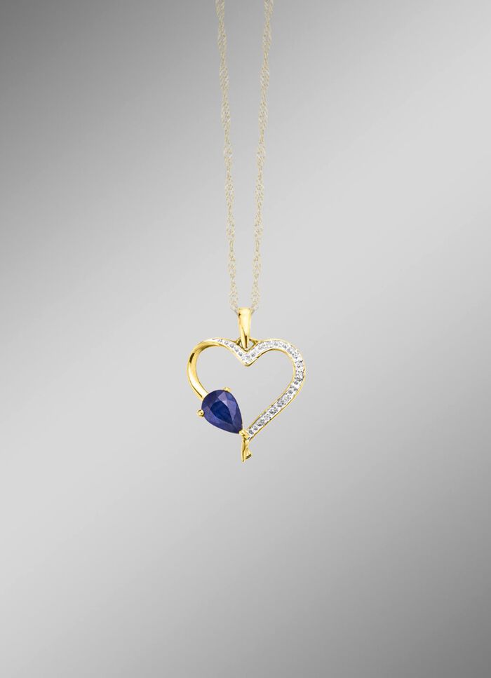 Hartvormige hanger met echte saffier 