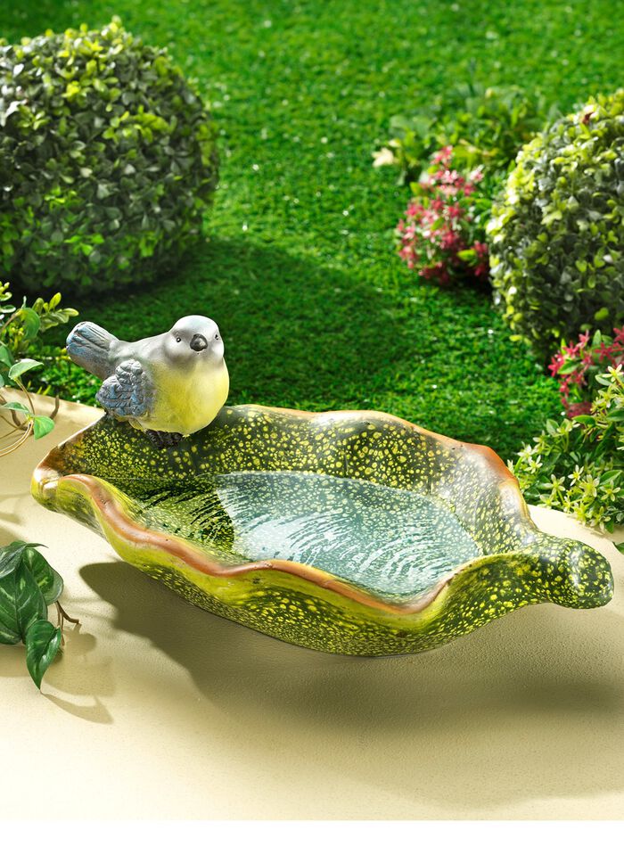 Vogeldrinkbakje 'Pimpelmees', van hoogwaardig keramiek 