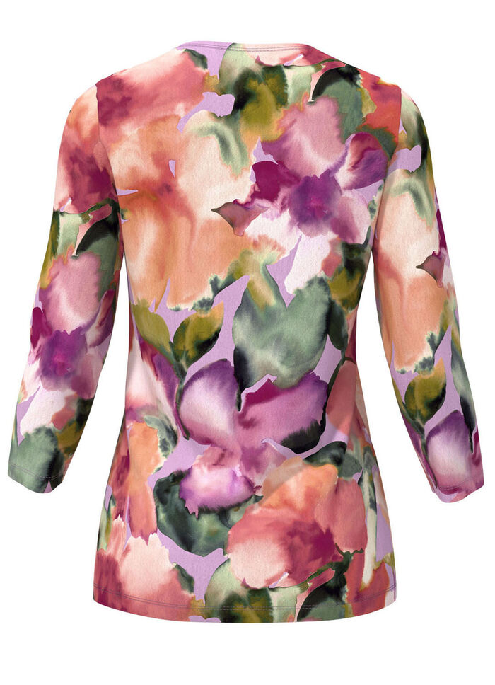 Trui in fijngebreide bloemenprint 