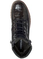 Waldl&auml;ufer enkellaarzen van nappaleer met krokodillenreli&euml;f ZWART