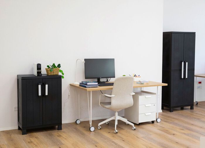 Garage gereedschapskast met houten lamelleneffect 