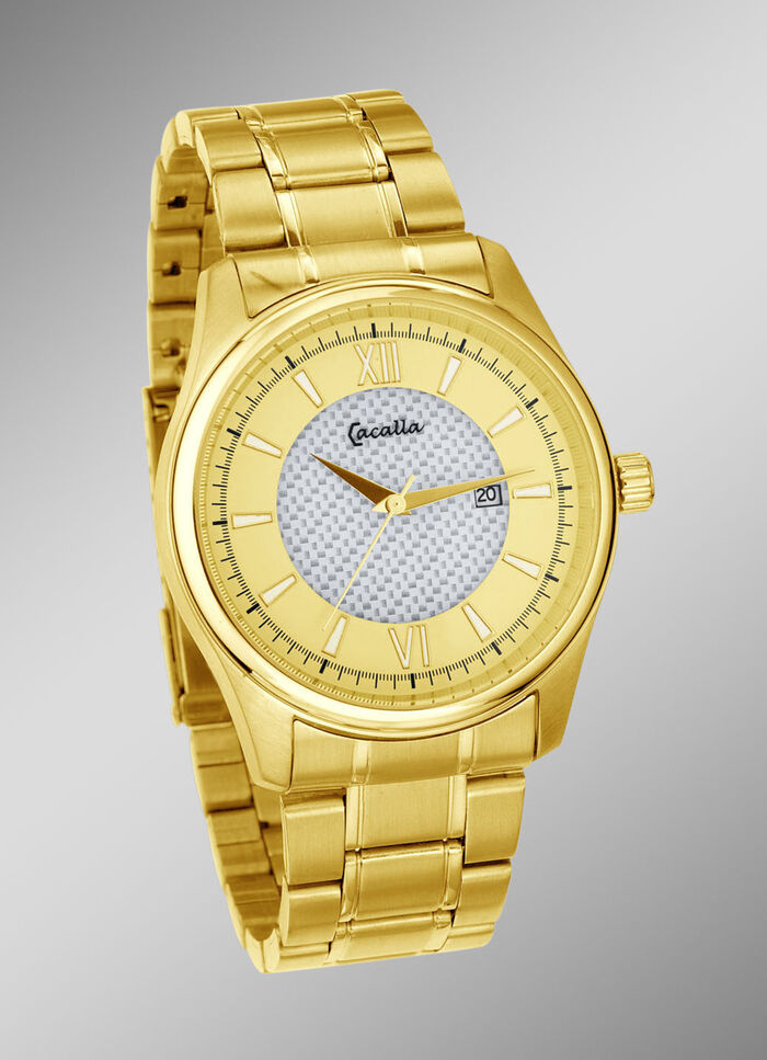 Solar herenhorloge met vergulde roestvrijstalen bandkast