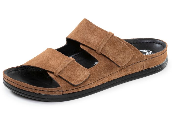 Mubb, klassieke herenmuiltjes, breedte H, gemaakt van leer COGNAC