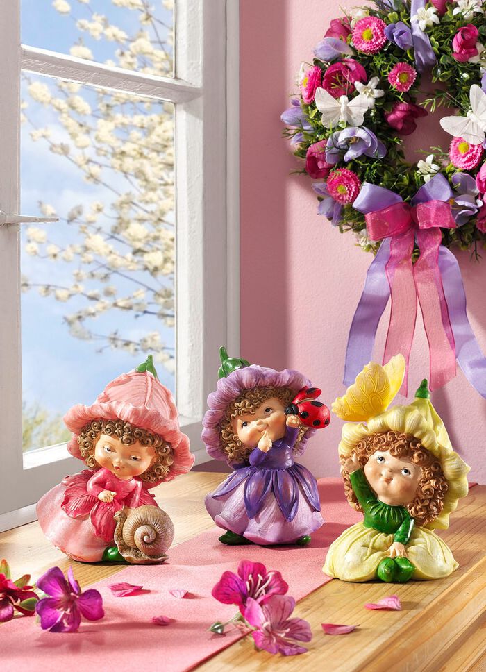 Lente-elfen handgeschilderd, set van 3 