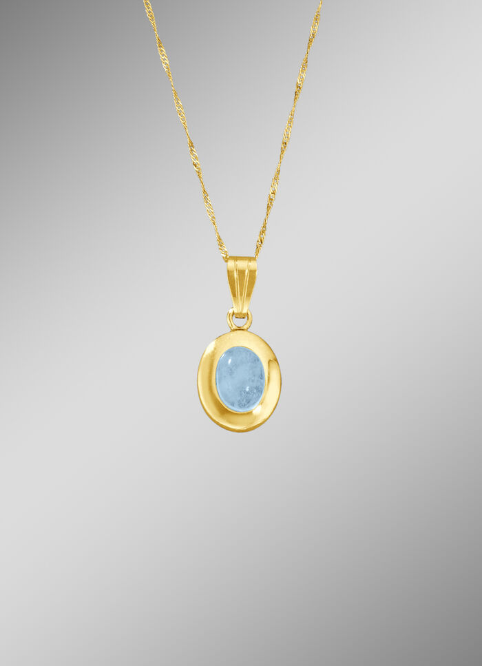 Kettinghanger met echte aquamarijncabochon