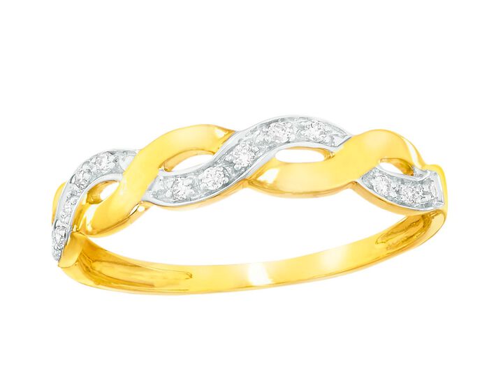 Gebogen damesring met echte diamanten 