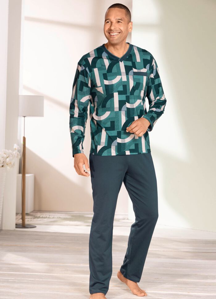 V-hals pyjama met borstzakje 