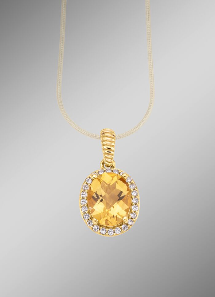 Hanger met echte citrien en synthetische zirkonia 