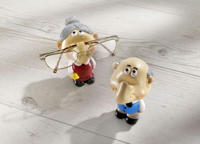 Brilhouder 'Oma en opa', van kunststeen 