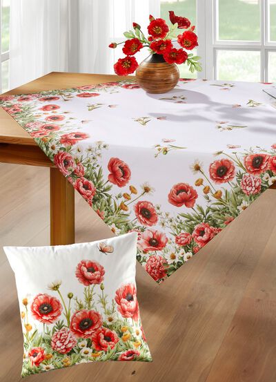 Tafel- en kamerdecoratie met klaproosmotief 