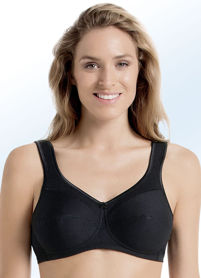 Anita ontlastende bh met katoenen piqu&eacute; ZWART