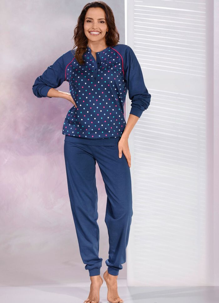 Twee-pack pyjama's met stippendessin en manchetten 