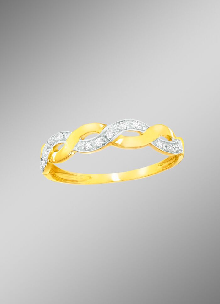 Gebogen damesring met echte diamanten 