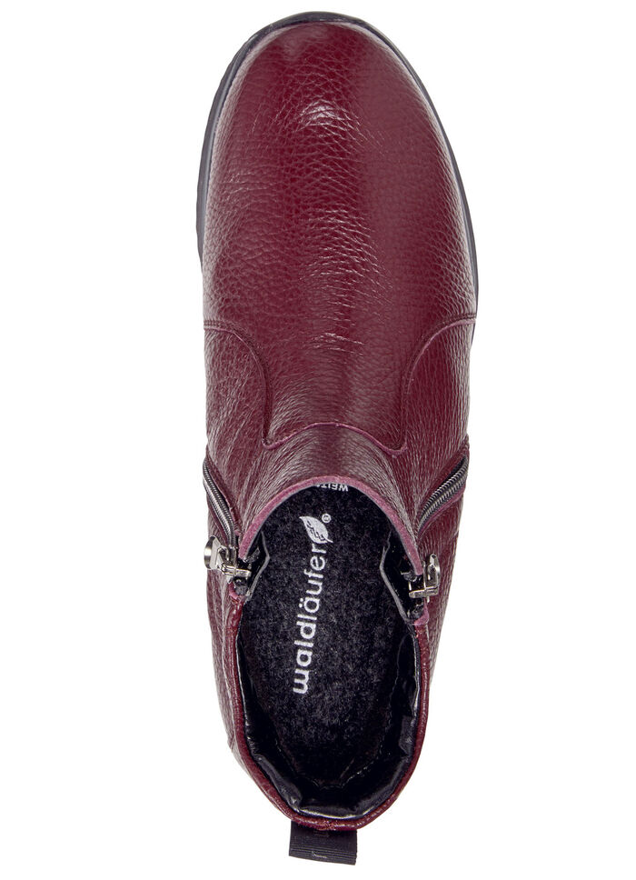 Waldläufer, comfortabele dames enkellaarsjes, breedte H, gemaakt van hertenleer BORDEAUXROOD