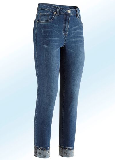 Elegante jeans in 7/8-lengte met mooie strass-versiering 
