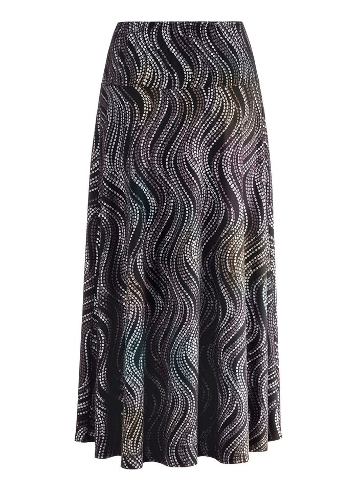 Rok met elegante glinsterende print ZWART-GRIJS-MULTICOLOR