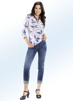 Elegante jeans in 7/8-lengte met mooie strass-versiering JEANSBLAUW