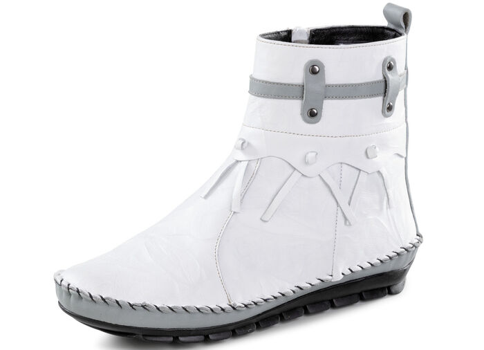 Gemini mocassin enkellaarsjes met een gerimpelde structuur WITTE OPAAL