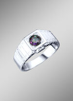 Massieve herenring met echte mystieke topaas 