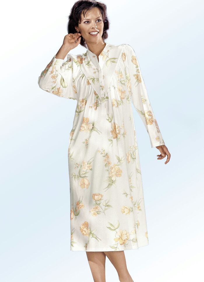 Nachthemd met juk voor en plooien 