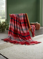 Deken met ruitmotief en franjes 