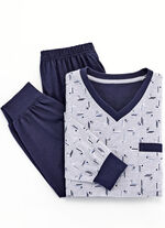 Twee-pack pyjama's met V-hals en omslagranden 
