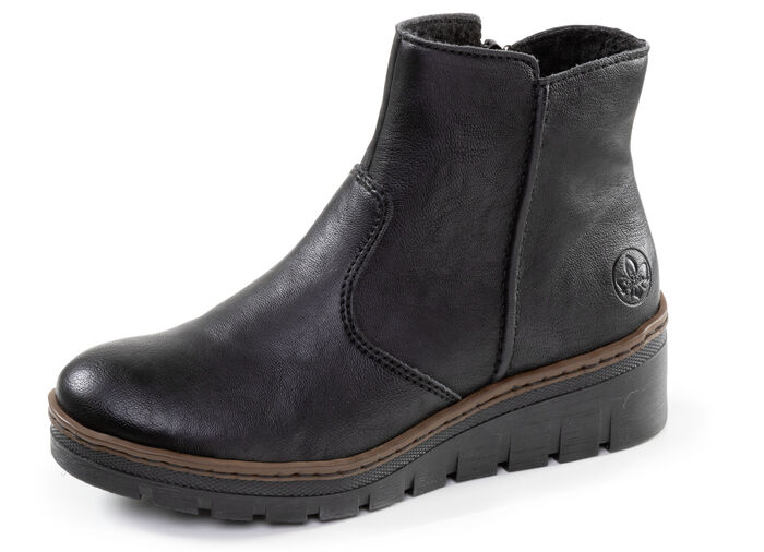 Rieker, gevoerde dames enkellaarsjes, winterschoenen, met rits SCHWARZ
