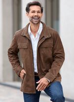 Leren jas met borstzakken 