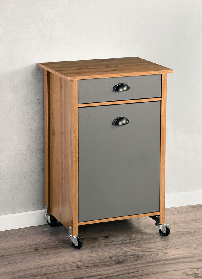 Keukentrolley met huisvuilsorteersysteem EIKENHOUT-GRAFIET