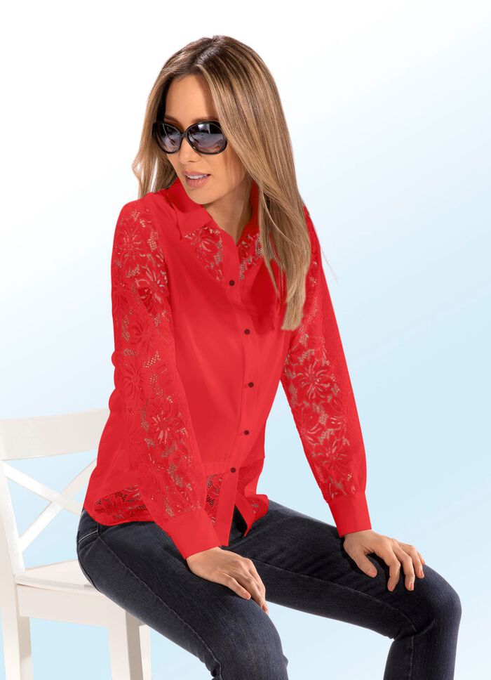 Blouse met mooi kant ROOD