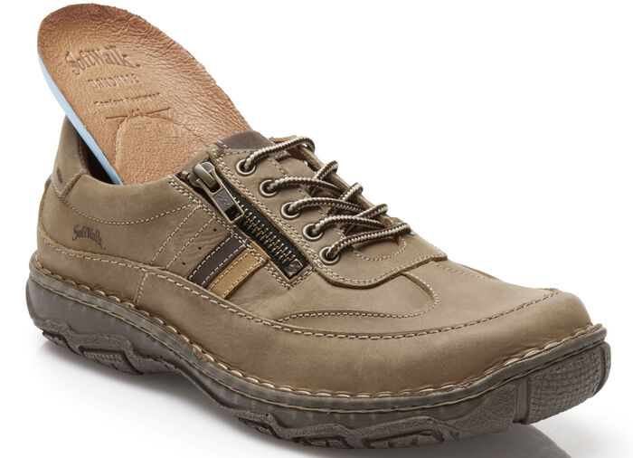 Veterschoen met contrasterende biezen NATUURBRUIN