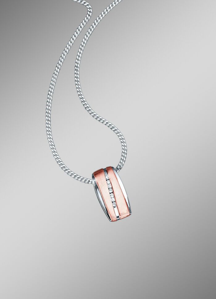 Kettinghanger met synth. zirkonia en pantserketting 