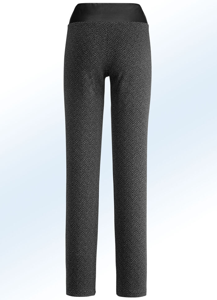 Broek in mooie visgraatlook ZWART-GRIJS