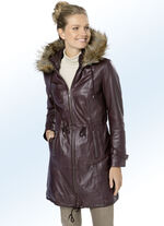 Leren jas met extern taillekoord 