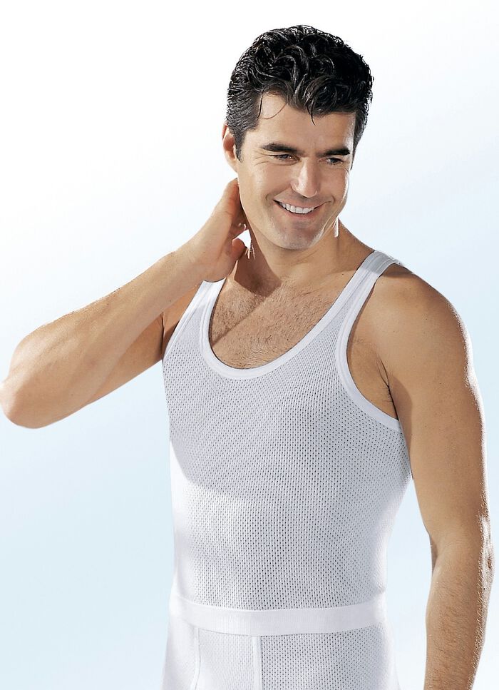 Pfeilring set van drie onderhemden, van dubbele ribstof, wit 