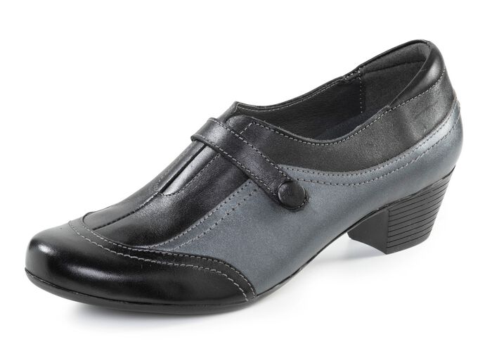 ELENA EDEN, elegante dames trotteur, breedte G, met uitneembaar voetbed ZWART-OUD ZILVER