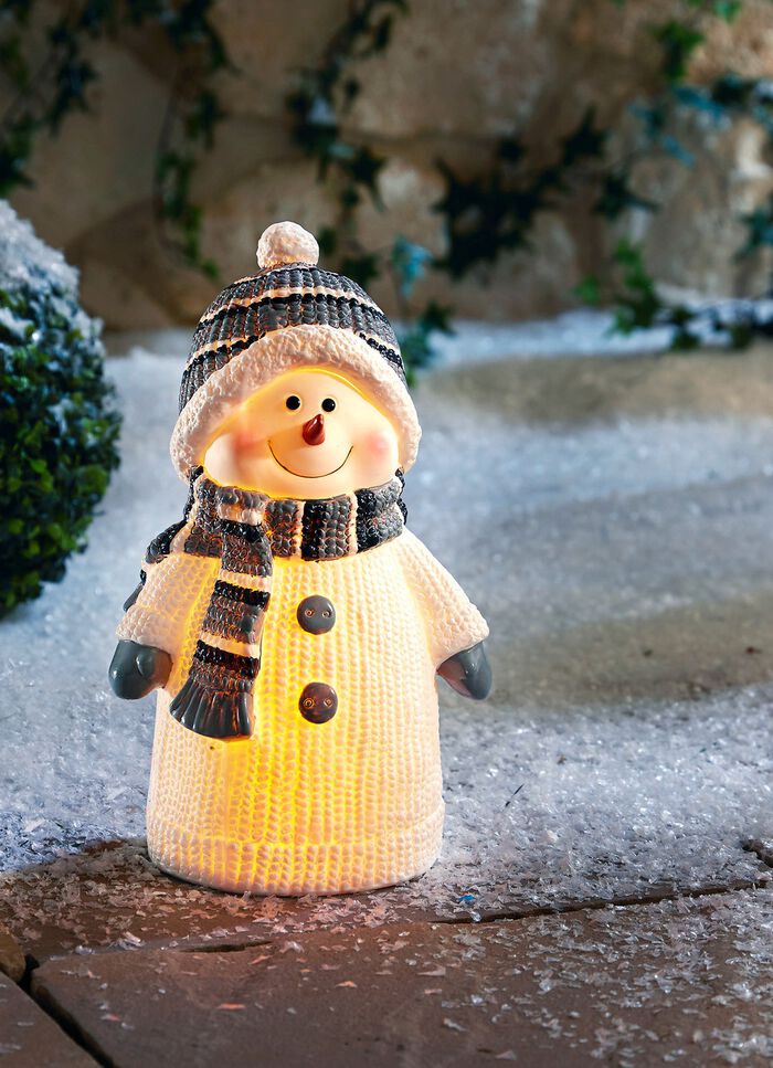 Sneeuwpop, handbeschilderd, met LED-verlichting 
