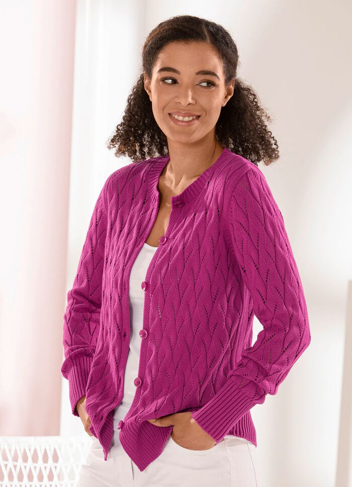 Vest met ajourmotief FUCHSIA