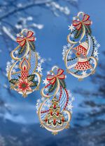 Raamafbeelding, set van 3, bel, boom, kaars 