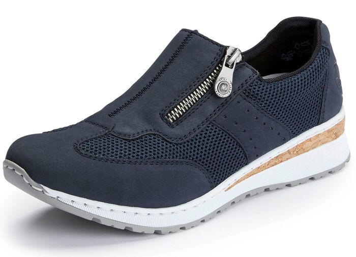 Rieker pantoffels gemaakt van zacht nubuck en textielmateriaal DONKERBLAUW