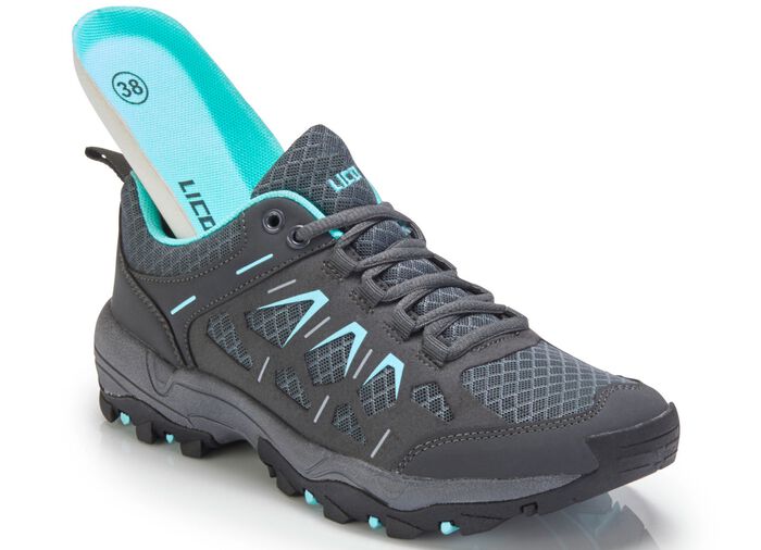 Veterschoen van luchtig textiel en synthetisch materiaal GRIJS-TURQUOISE