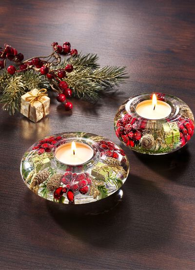 Theelichthouder van mondgeblazen glas 