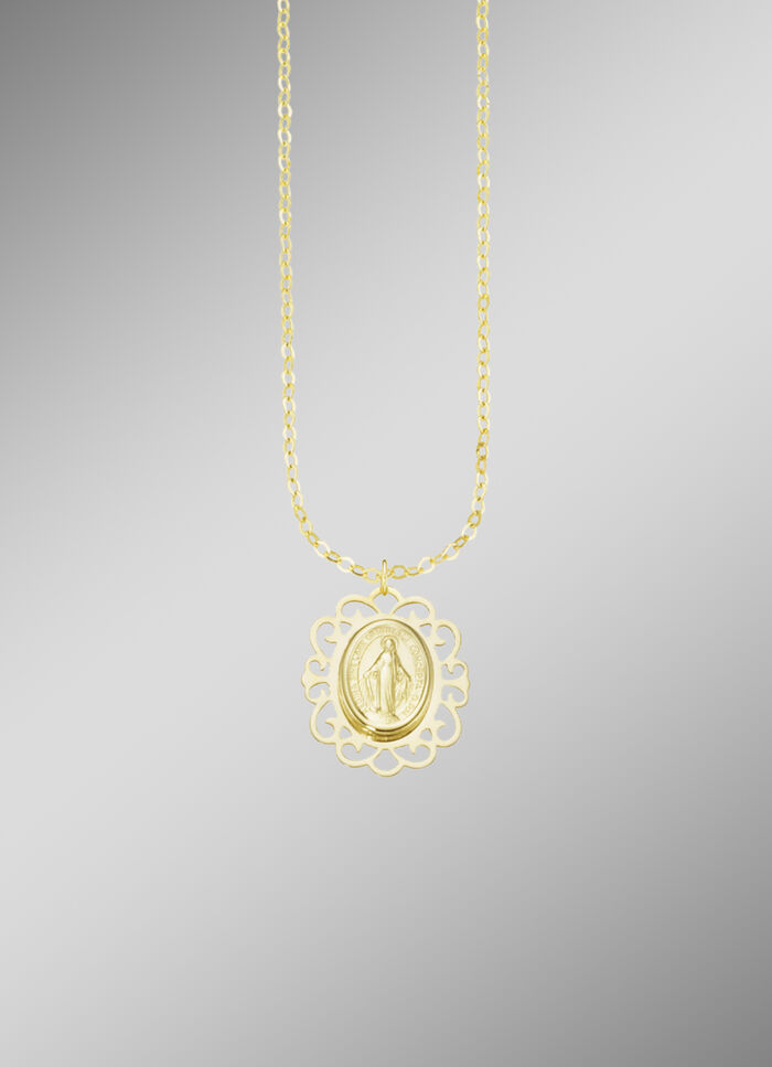 Mooie hanger met afbeelding van de Maagd Maria met ankerketting 