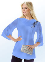 Blouse met transparante watervalkraag PACIFIC