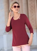 Shirt met decoratieve ring bij de halslijn in 2 kleuren BORDEAUX