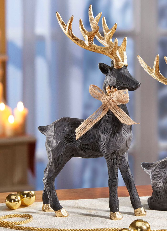 Hert met hoeven en gewei in goud 